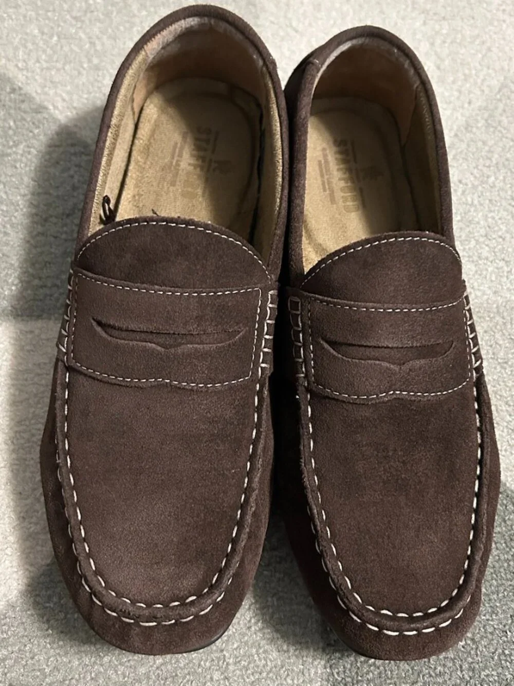 Stafford Brown Suede Casual Slip On Driving Penny Loafers Men's Size 9.5M
